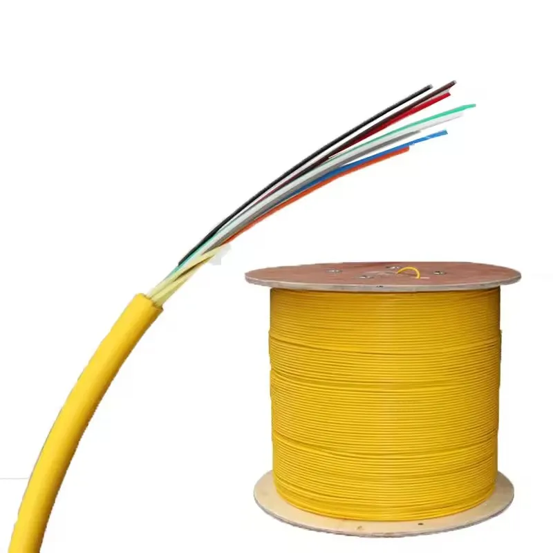 Distribution cable  GJFJV 6 Core Single Mode Indoor Tight Buffered Fiber Optic Cable Steel Wire Reinforced PVC Jacket